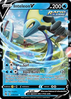 Inteleon V Pokemon card from Fusion Strike, card number 78