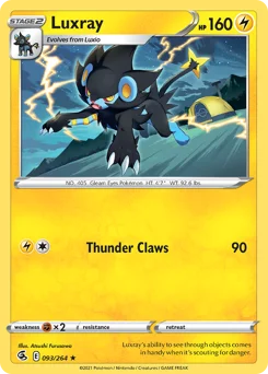 Luxray Pokemon card from Fusion Strike, card number 93
