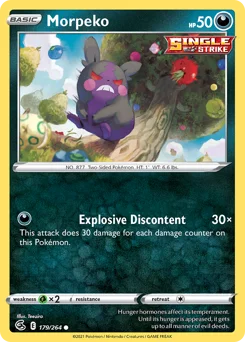 Morpeko Pokemon card from Fusion Strike, card number 179