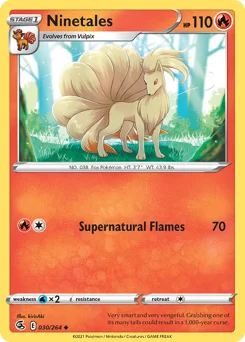 Ninetales Pokemon card from Fusion Strike, card number 30
