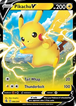 Pikachu V Pokemon card from Fusion Strike, card number 86