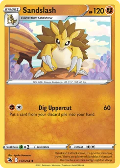 Sandslash Pokemon card from Fusion Strike, card number 132