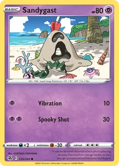 Sandygast Pokemon card from Fusion Strike, card number 125
