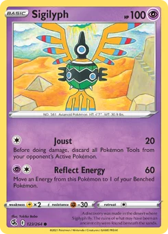 Sigilyph Pokemon card from Fusion Strike, card number 123