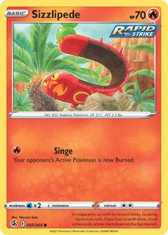 Sizzlipede Pokemon card from Fusion Strike, card number 47