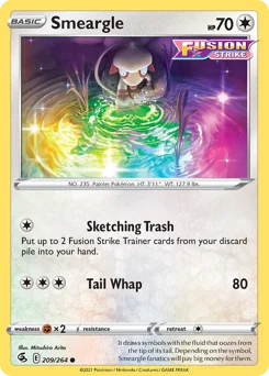 Smeargle Pokemon card from Fusion Strike, card number 209