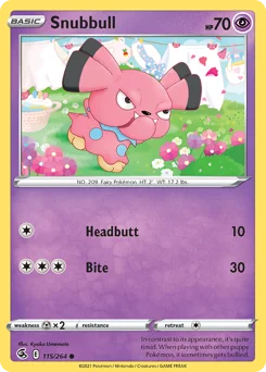 Snubbull Pokemon card from Fusion Strike, card number 115