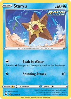 Staryu Pokemon card from Fusion Strike, card number 52