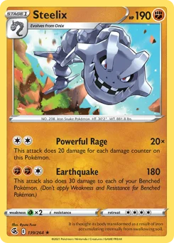 Steelix Pokemon card from Fusion Strike, card number 139