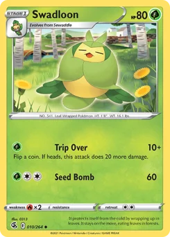 Swadloon Pokemon card from Fusion Strike, card number 10