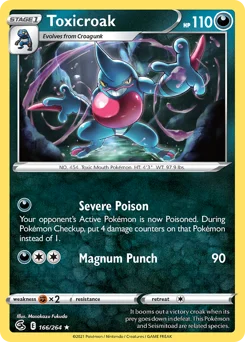 Toxicroak Pokemon card from Fusion Strike, card number 166