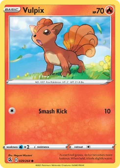 Vulpix Pokemon card from Fusion Strike, card number 29
