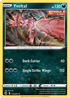 Yveltal Pokemon card from Fusion Strike, card number 175