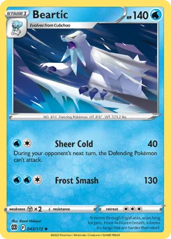 Beartic Pokemon card from Brilliant Stars, card number 43