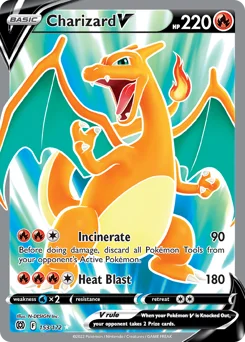Charizard V Pokemon card from Brilliant Stars, card number 153