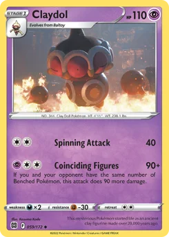 Claydol Pokemon card from Brilliant Stars, card number 59