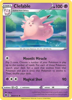 Clefable Pokemon card from Brilliant Stars, card number 54