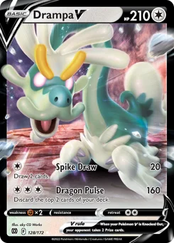 Drampa V Pokemon card from Brilliant Stars, card number 128