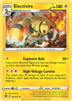 Electivire Pokemon card from Brilliant Stars, card number 47