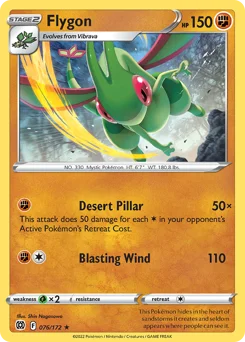 Flygon Pokemon card from Brilliant Stars, card number 76