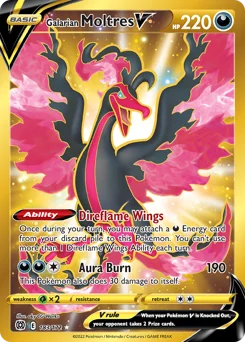 Galarian Moltres V Pokemon card from Brilliant Stars, card number 183