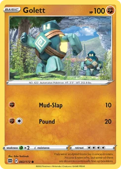 Golett Pokemon card from Brilliant Stars, card number 82
