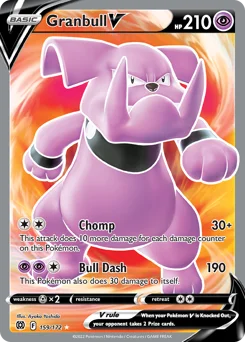 Granbull V Pokemon card from Brilliant Stars, card number 159