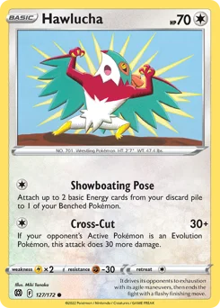 Hawlucha Pokemon card from Brilliant Stars, card number 127