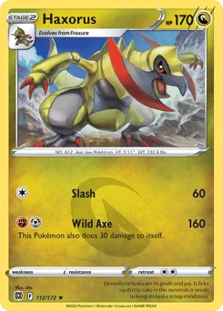 Haxorus Pokemon card from Brilliant Stars, card number 112