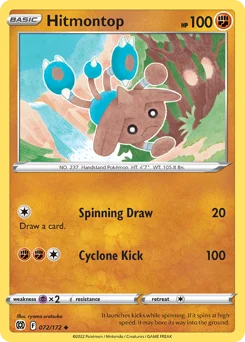 Hitmontop Pokemon card from Brilliant Stars, card number 72