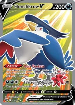 Honchkrow V Pokemon card from Brilliant Stars, card number 161
