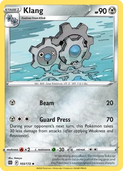 Klang Pokemon card from Brilliant Stars, card number 103