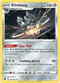 Klinklang Pokemon card from Brilliant Stars, card number 104