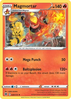 Magmortar Pokemon card from Brilliant Stars, card number 20