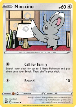 Minccino Pokemon card from Brilliant Stars, card number 124