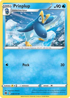 Prinplup Pokemon card from Brilliant Stars, card number 36