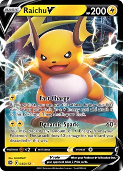 Raichu V Pokemon card from Brilliant Stars, card number 45