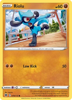 Riolu Pokemon card from Brilliant Stars, card number 78
