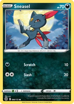 Sneasel Pokemon card from Brilliant Stars, card number 86