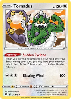 Tornadus Pokemon card from Brilliant Stars, card number 126