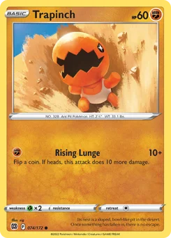 Trapinch Pokemon card from Brilliant Stars, card number 74