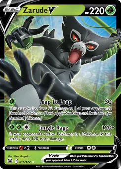 Zarude V Pokemon card from Brilliant Stars, card number 16