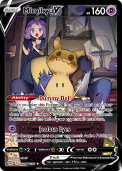 Mimikyu V Pokemon card from Brilliant Stars Trainer Gallery, card number TG16