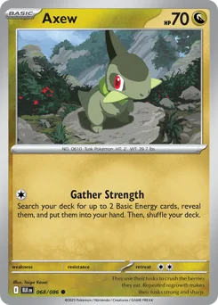 Axew Pokemon card from Black Bolt, card number 68