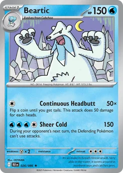 Beartic Pokemon card from Black Bolt, card number 26