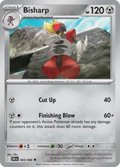 Bisharp Pokemon card from Black Bolt, card number 65