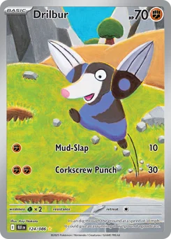Drilbur Pokemon card from Black Bolt, card number 124
