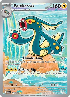 Eelektross Pokemon card from Black Bolt, card number 115