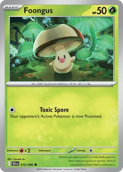 Foongus Pokemon card from Black Bolt, card number 10