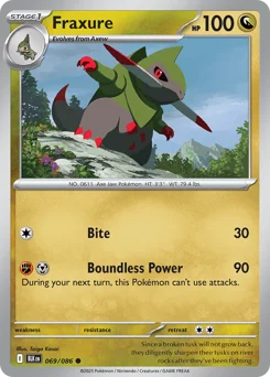 Fraxure Pokemon card from Black Bolt, card number 69